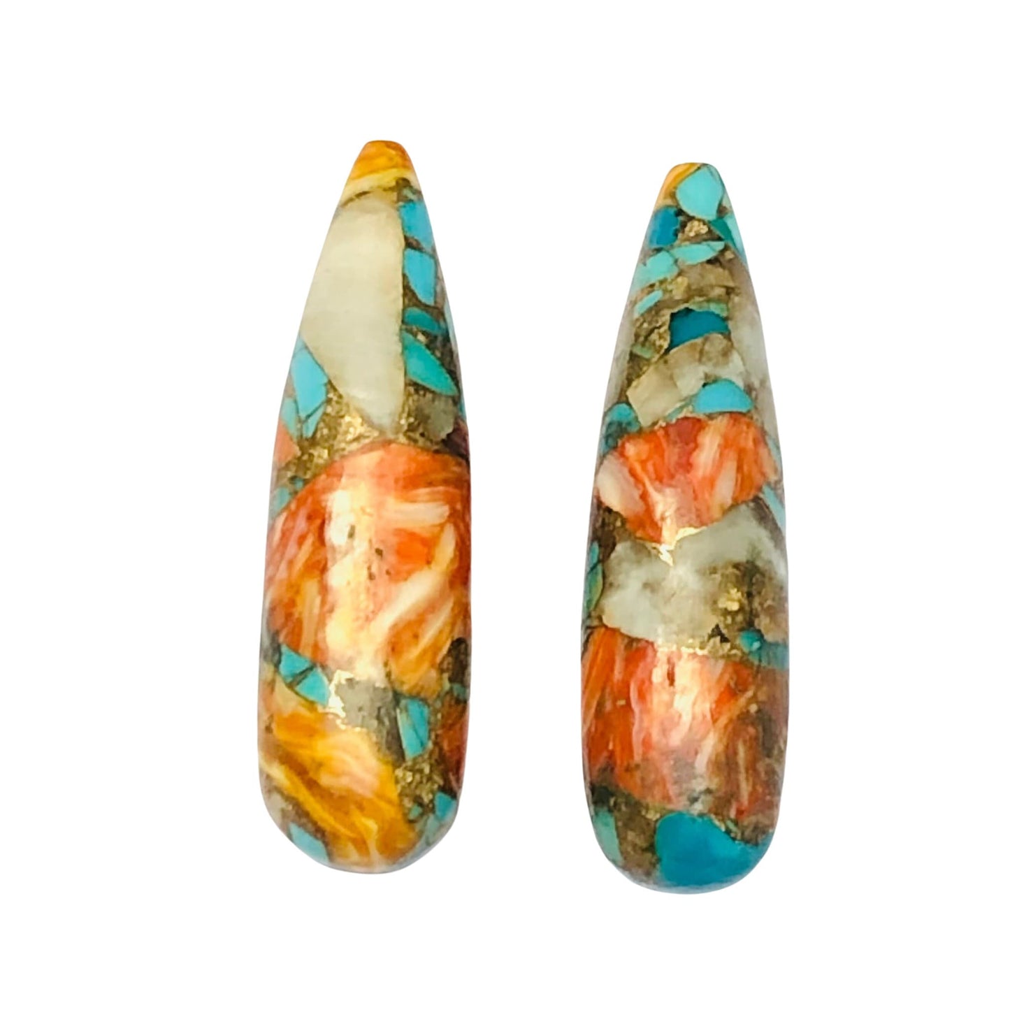 1 Pair Spiny Oyster Copper Turquoise Smooth Long Drop Gemstone, Size 9x30mm, Matching Pair Briolette, Earring Making Gemstone, SKU - BBI267