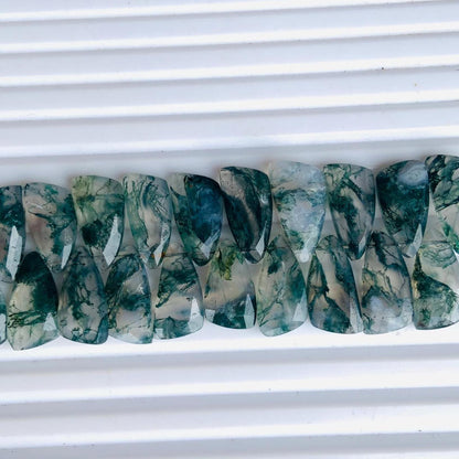 Natural Moss Agate Sail Crown Cut Briolette Beads