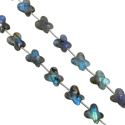 Natural Labradorite Butterfly Beads – Faceted Blue Flash Gemstone Strand (6 Inch)