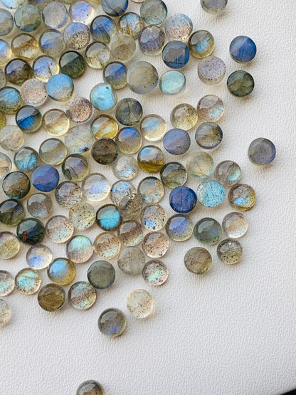 Natural Labradorite Smooth Round Gemstone Cabochon, CALIBRATED Loose Stone Cab, Round Jewelry Making Cabochons Semi Precious Cabs for ring