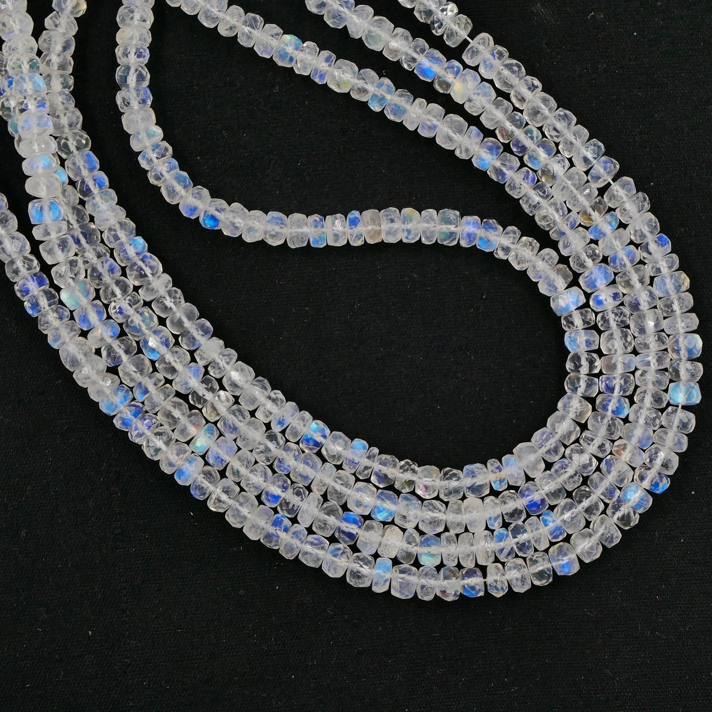 AAA Quality Natural White Rainbow Blue Flashy Roundel Beads White rainbow Faceted Rondelle Shape Beads Briolette Jewelry Making Beads 16inch