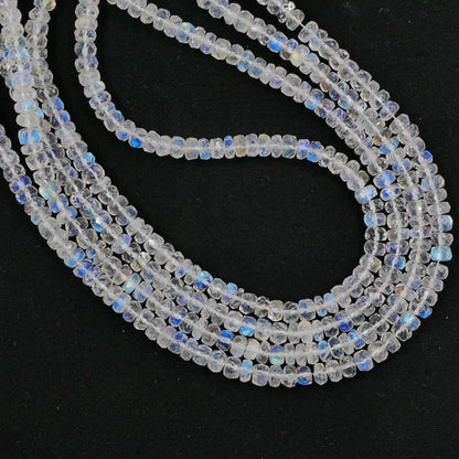 AAA Quality Natural White Rainbow Blue Flashy Roundel Beads White rainbow Faceted Rondelle Shape Beads Briolette Jewelry Making Beads 16inch