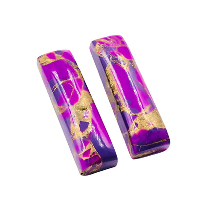 1 Pair Purple Copper Turquoise Smooth Long Rectangle Shape Gemstone, Size 7x24mm, Matching Pair Briolette, Earring Making , SKU - BBI1007
