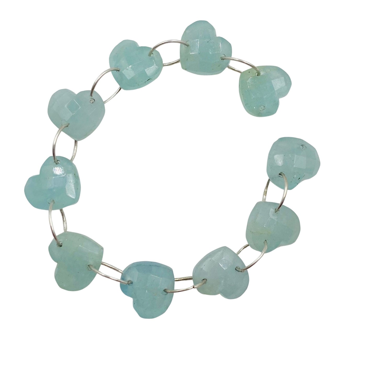 Natural Aquamarine Faceted Carved Heart Double Drill Briolette Beads
