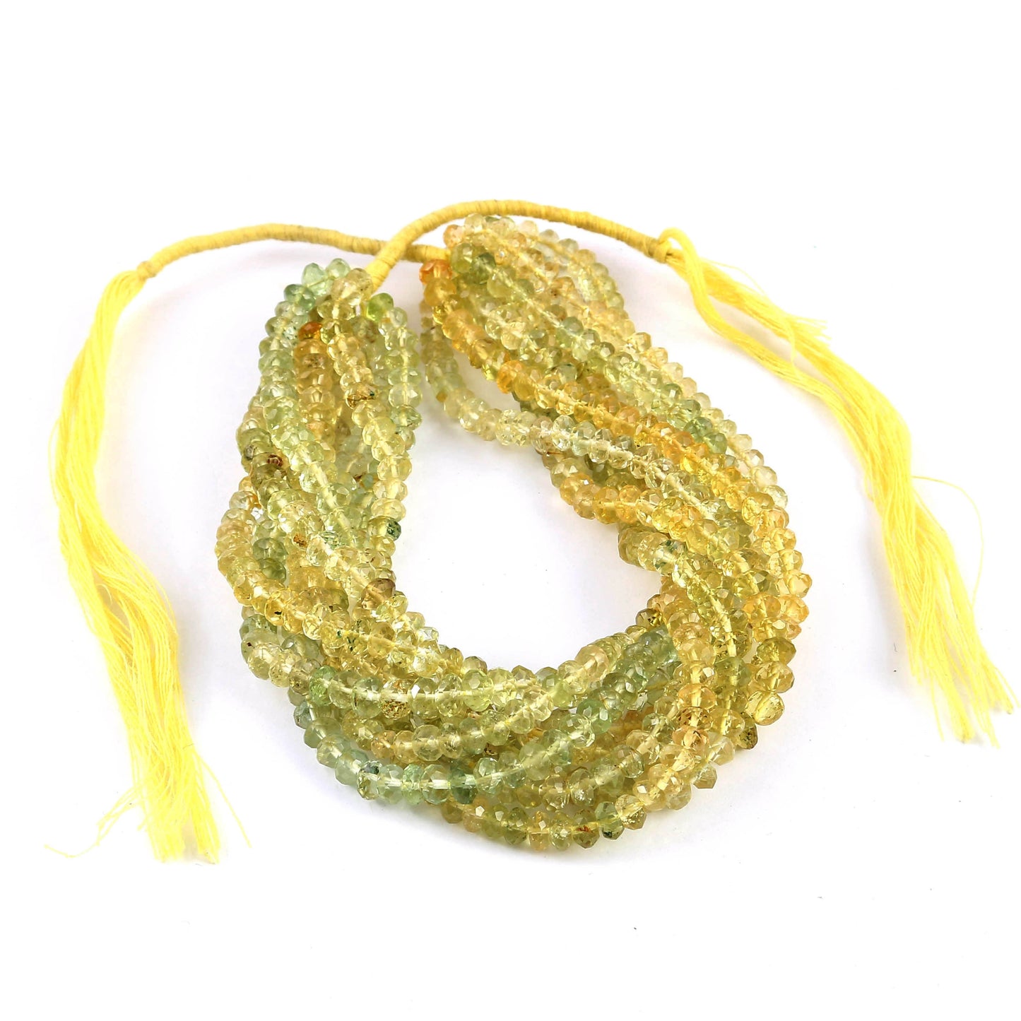 Natural Yellow Aquamarine Faceted Rondelle Briolette Beads