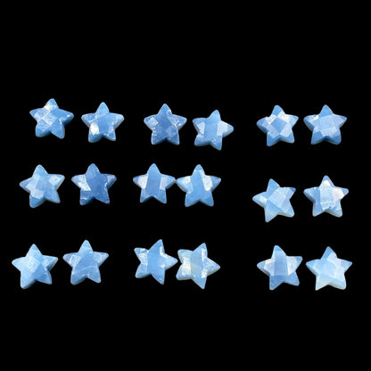 2 Pieces Natural Blue Opal Faceted Star Gemstone Beads, Hand Carved Star Briolette, Size 10mm, Loose Stone For Jewelry making, SKU-BBI115