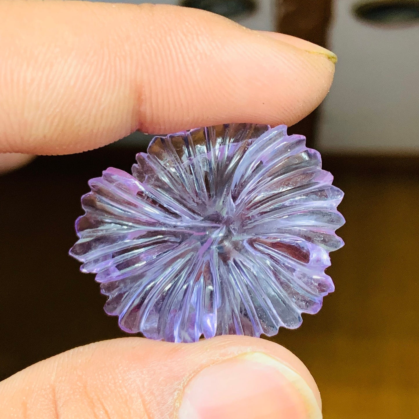 1 Pair Natural Amethyst Hand Carved Flower Shape Briolette Beads, Handmade Carving Pair Gemstone Size - 33X26X8mm