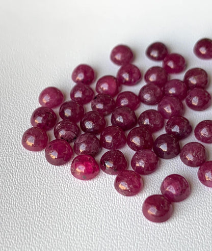 Natural Red Ruby Smooth Round Gemstone Cabochon, CALIBRATED Loose Stone Cab, Round Jewelry Making Cabochons Semi Precious Cabochon