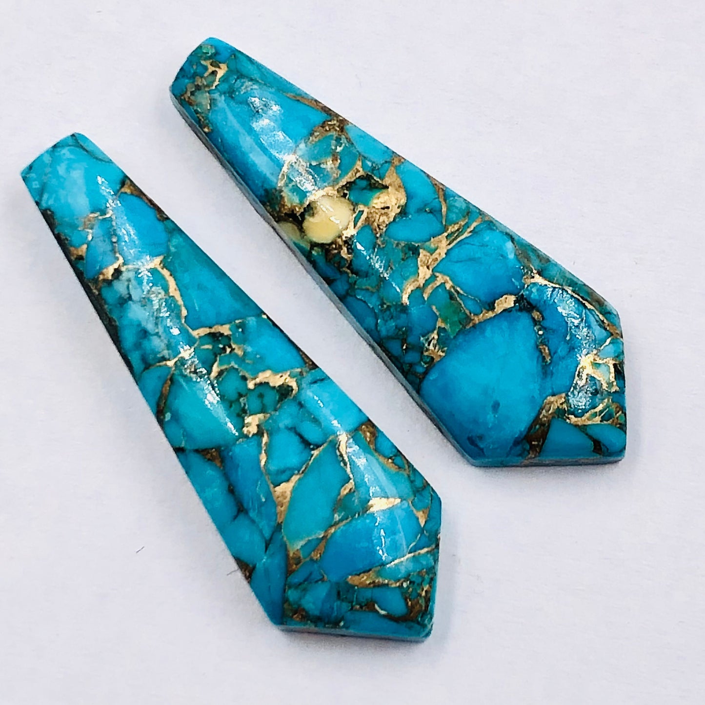 1 Pair Copper Turquoise Smooth Long Kite Shape Gemstone, Size 10x32mm, Matching Pair Briolette, Earring Making Gemstone , SKU - BBI985