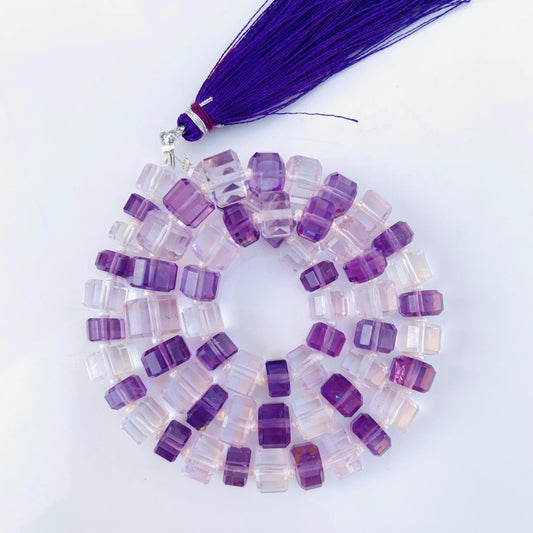 Natural Amethyst Faceted Tyre Gemstone Beads 15" Strand