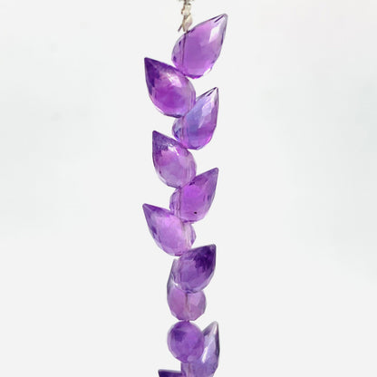 Natural Amethyst Faceted Buds Shape Beads 4" Strand