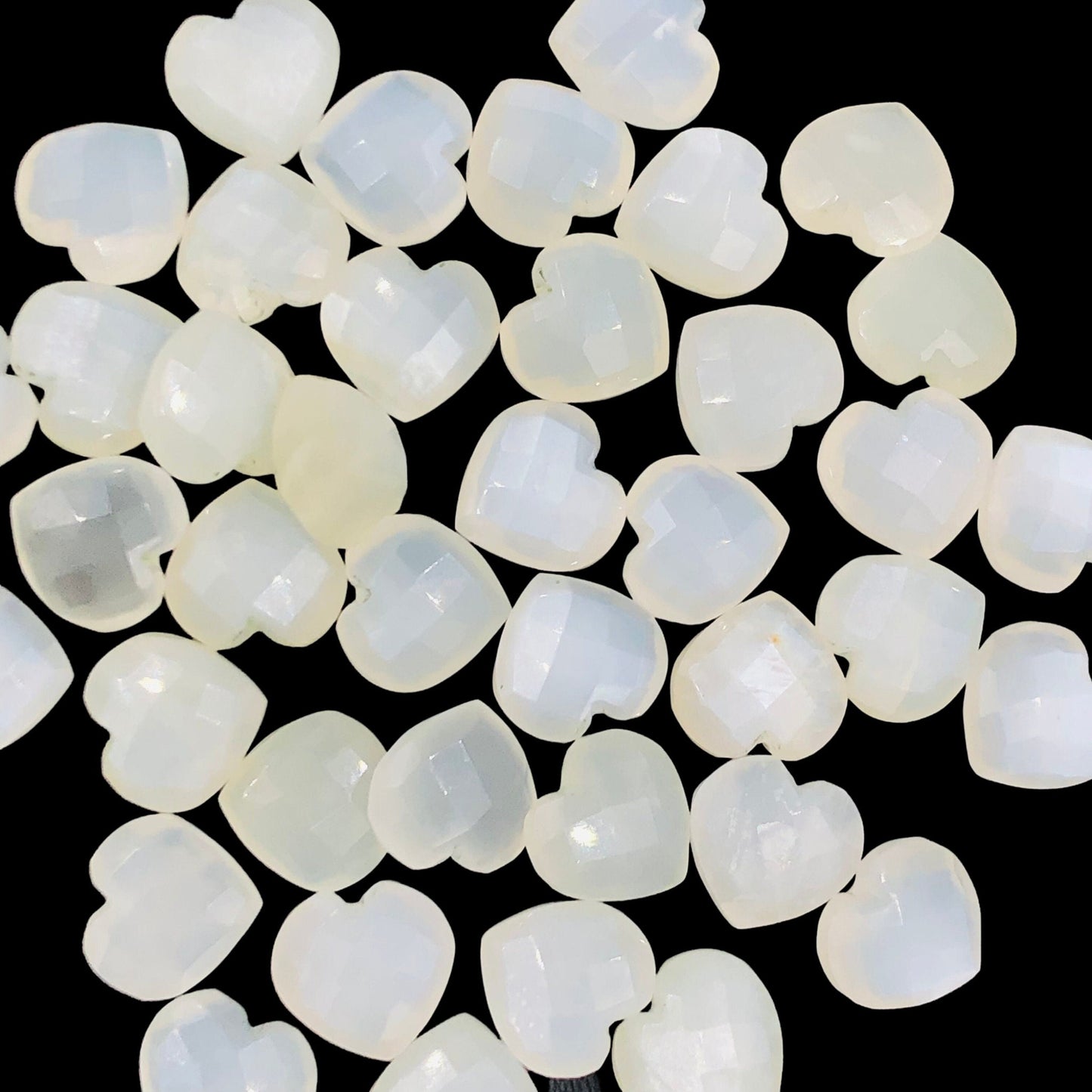 2 Pieces Natural White Moonstone Faceted Heart Shape Gemstone, Size 10mm, Hand Carved Briolette Beads, Loose Stone For Jewelry, SKU-BBI309