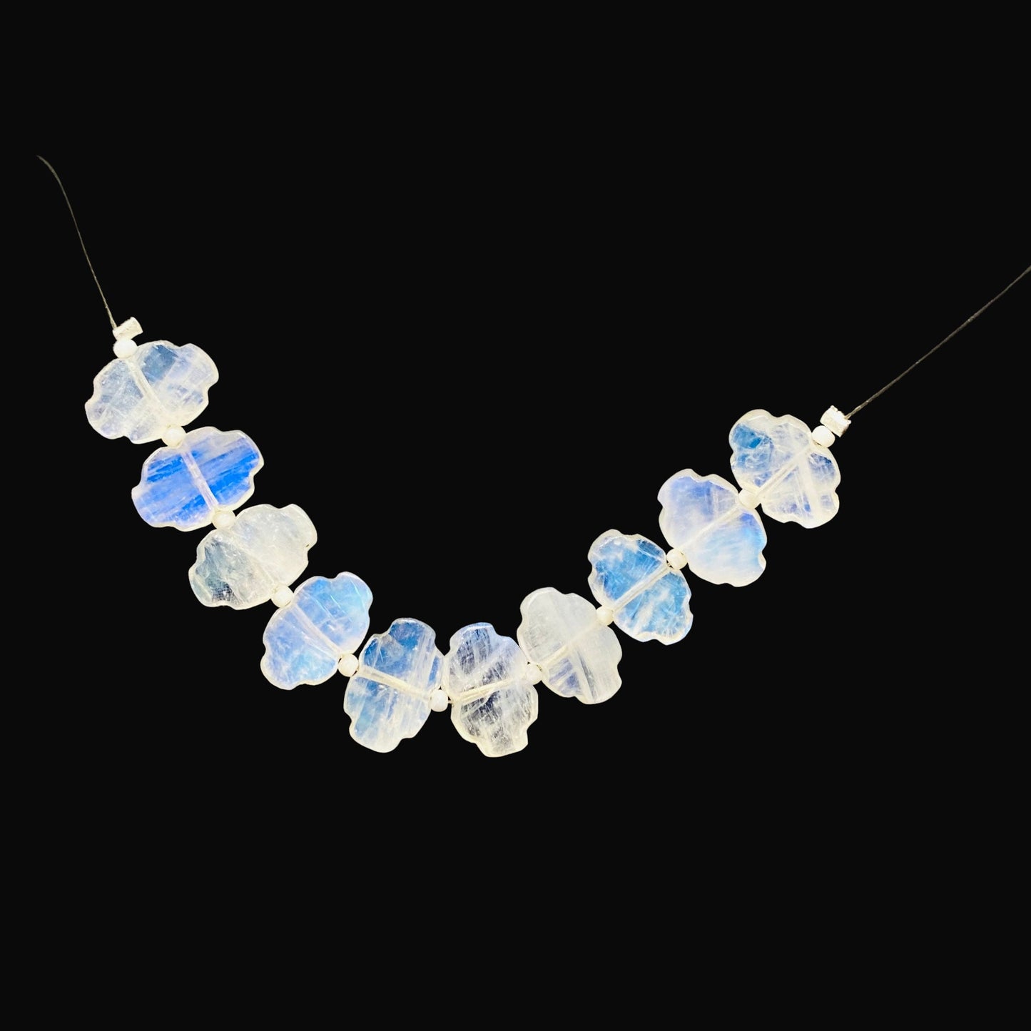 10 Pieces Natural White Rainbow Smooth Cloud Shape Gemstone, Size 8x12mm, Blue Flashy Rainbow Gemstone Briolette, SKU-BBI1111