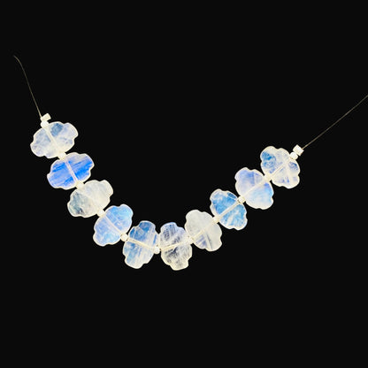 10 Pieces Natural White Rainbow Smooth Cloud Shape Gemstone, Size 8x12mm, Blue Flashy Rainbow Gemstone Briolette, SKU-BBI1111