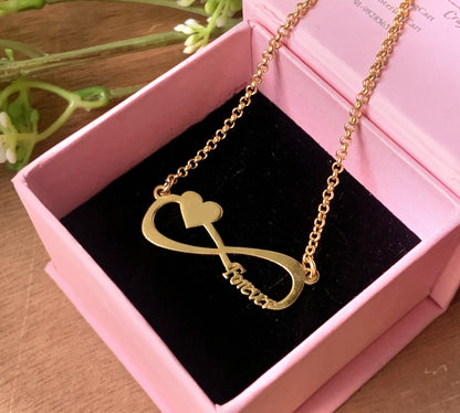 Personalized Infinity Heart Necklace - 925 Sterling Silver