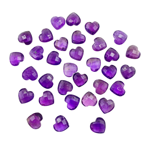 Natural Amethyst Faceted Carved Heart Shape Loose Gemstone Beads , Carved Heart Shape Gemstone Briolette , Amethyst Gemstone Beads BBI301