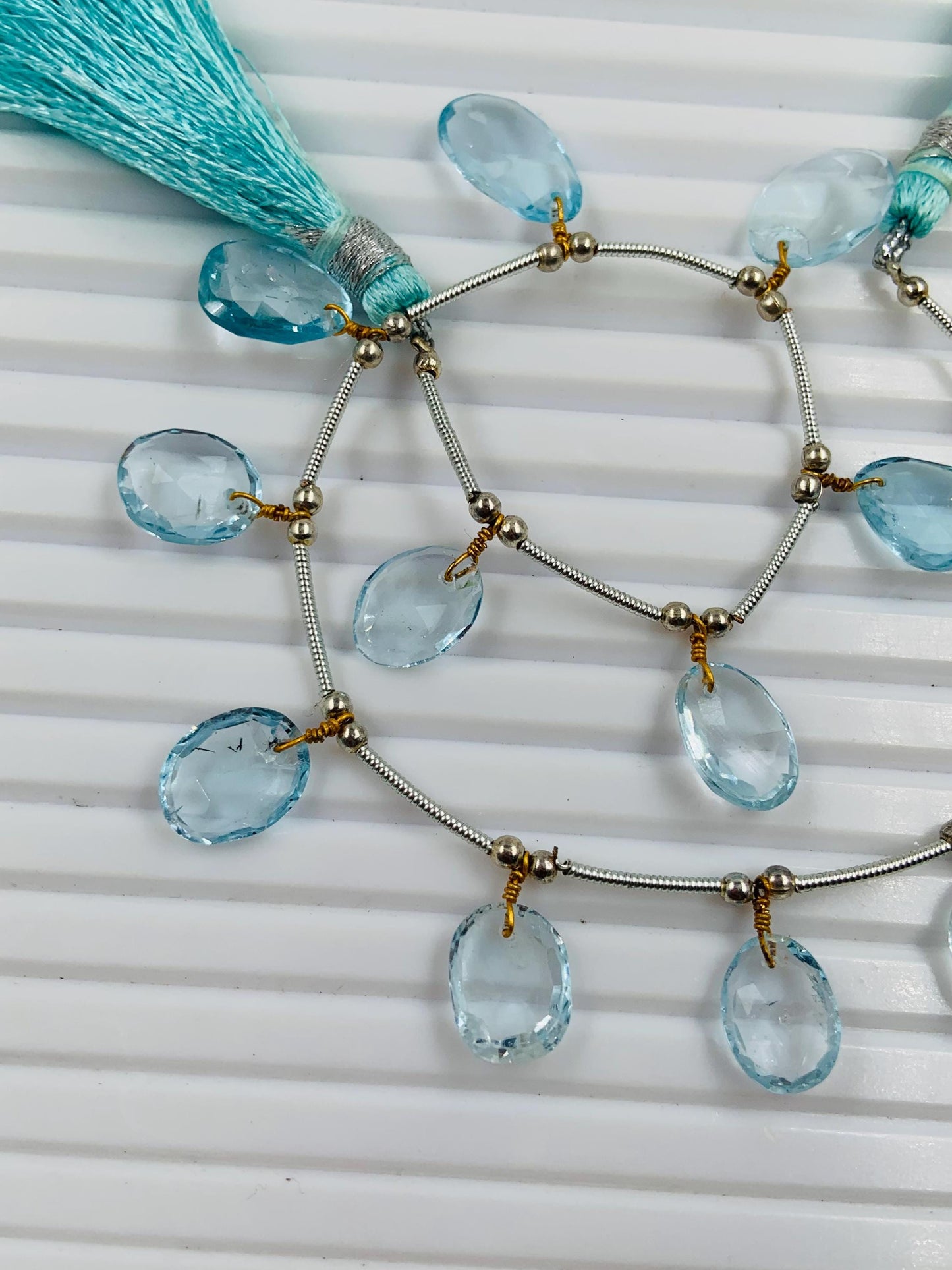 Natural Swiss Blue Topaz Rose Cut Cabochons | Freeform Faceted Flat Back Stones