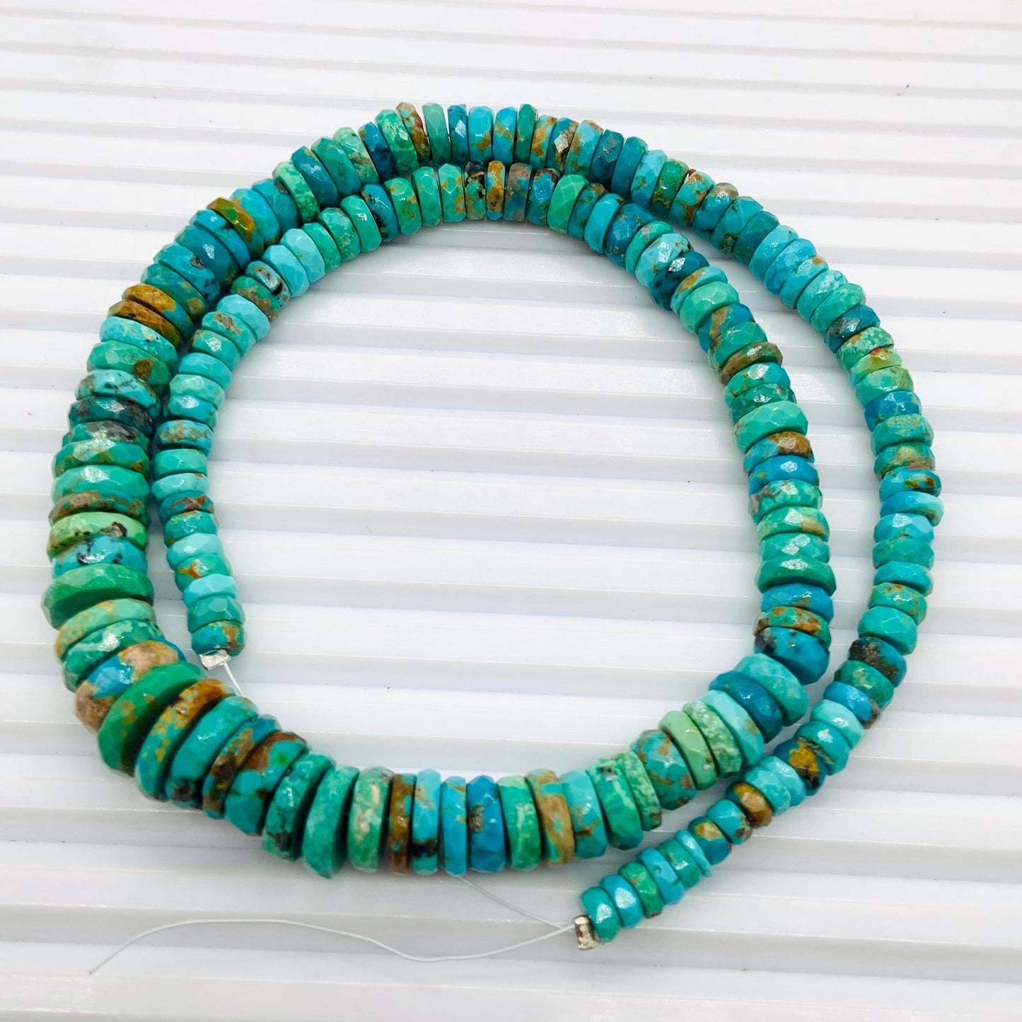 Arizona Turquoise Faceted Tyre Beads 16" Strand 5–12mm | Gemstone Jewelry Making