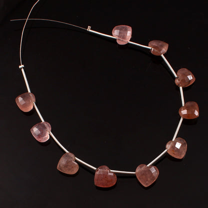 AAA+ Natural 10mm Red Red Strawberry Necklace, Heart Faceted Red Strawberry Gemstone Beads Necklace, Gift For Sister BBI331