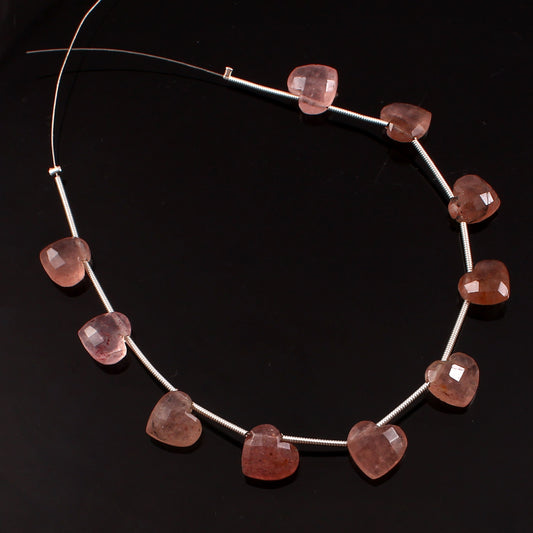 AAA+ Natural 10mm Red Red Strawberry Necklace, Heart Faceted Red Strawberry Gemstone Beads Necklace, Gift For Sister BBI331