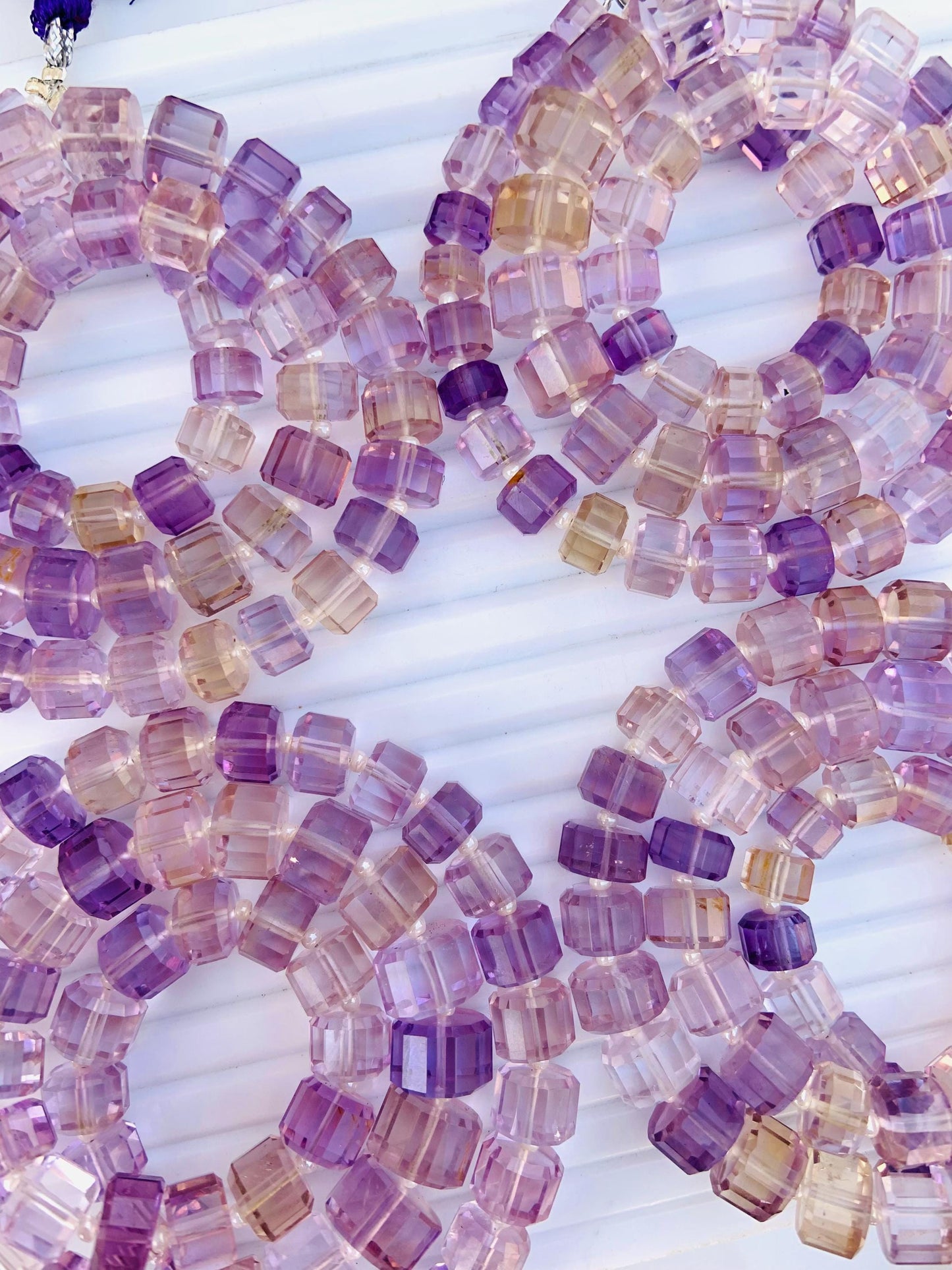 Natural Ametrine Faceted Tyre Gemstone Beads 15" Strand