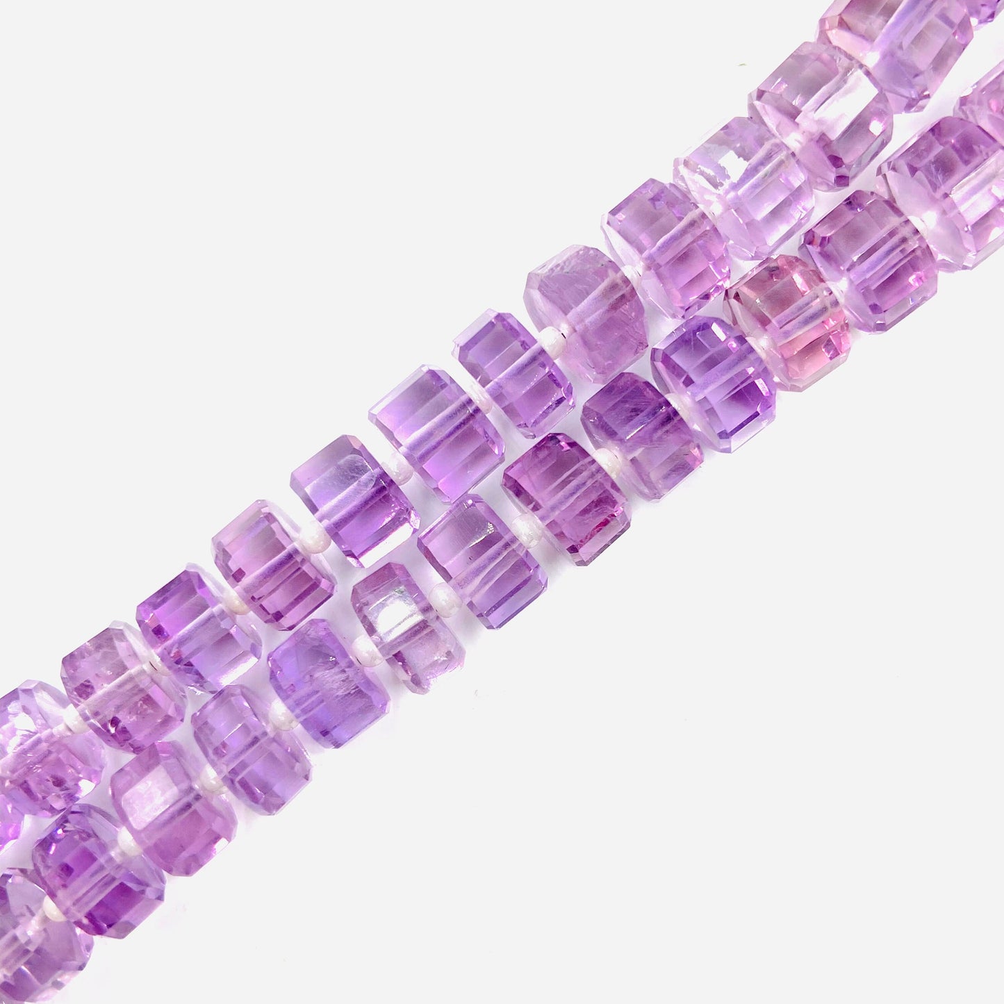 Natural Pink Amethyst Faceted Tyre Beads 15" Strand