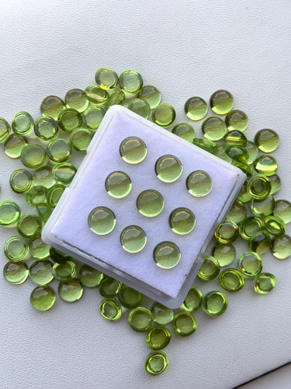 Natural Peridot Smooth Round Gemstone Cabochon, CALIBRATED Loose Stone Cab, Round Jewelry Making Cabochons Semi Precious Cabochons for ring