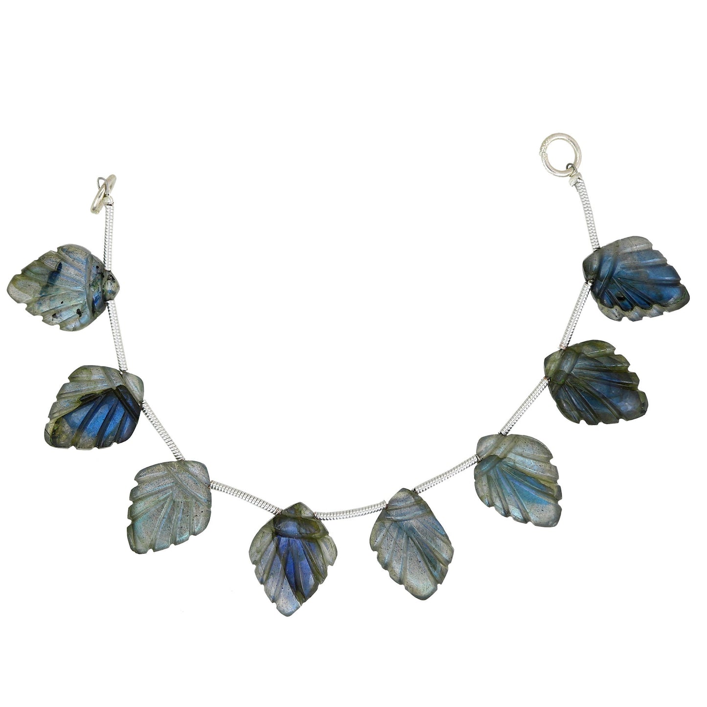 8 pcs Blue Laborite Carved Shield Shape leaf Natural Gemstone Briolette Face Drill Beads | Beads For Jewelry | Wholesale Gemstone BBI918