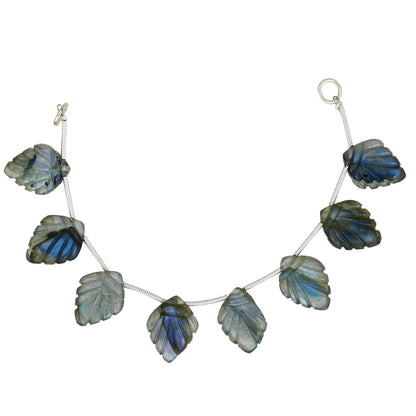 8 pcs Blue Laborite Carved Shield Shape leaf Natural Gemstone Briolette Face Drill Beads | Beads For Jewelry | Wholesale Gemstone BBI918