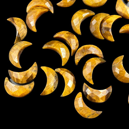 Natural Tiger Eye Faceted Loose Gemstone Crescent moon , Carving Gemstone, Natural Gemstone, Moon Shape Loose Gemstone, 6x16mm  BBI006