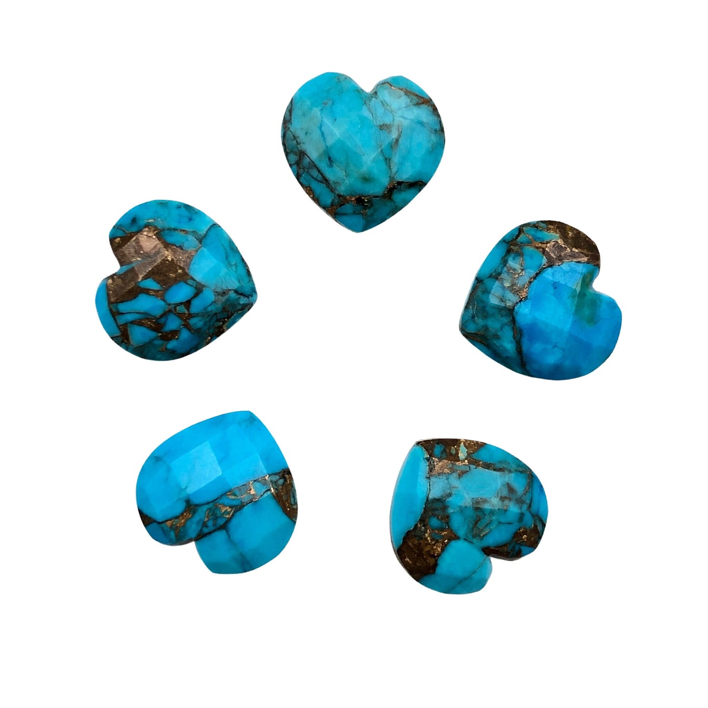 2 Pieces Copper Turquoise Faceted Heart Shape Gemstone, Size 10mm, Hand Carved Briolette, Loose Gemstone For Jewelry Making , SKU-BBI312
