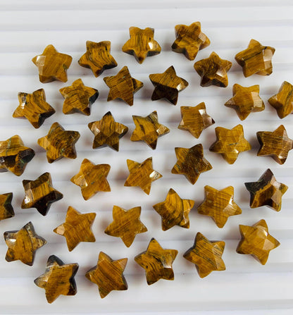 Tiger Eye Star Gemstone Beads – 10mm Loose Carved Stars for Jewelry