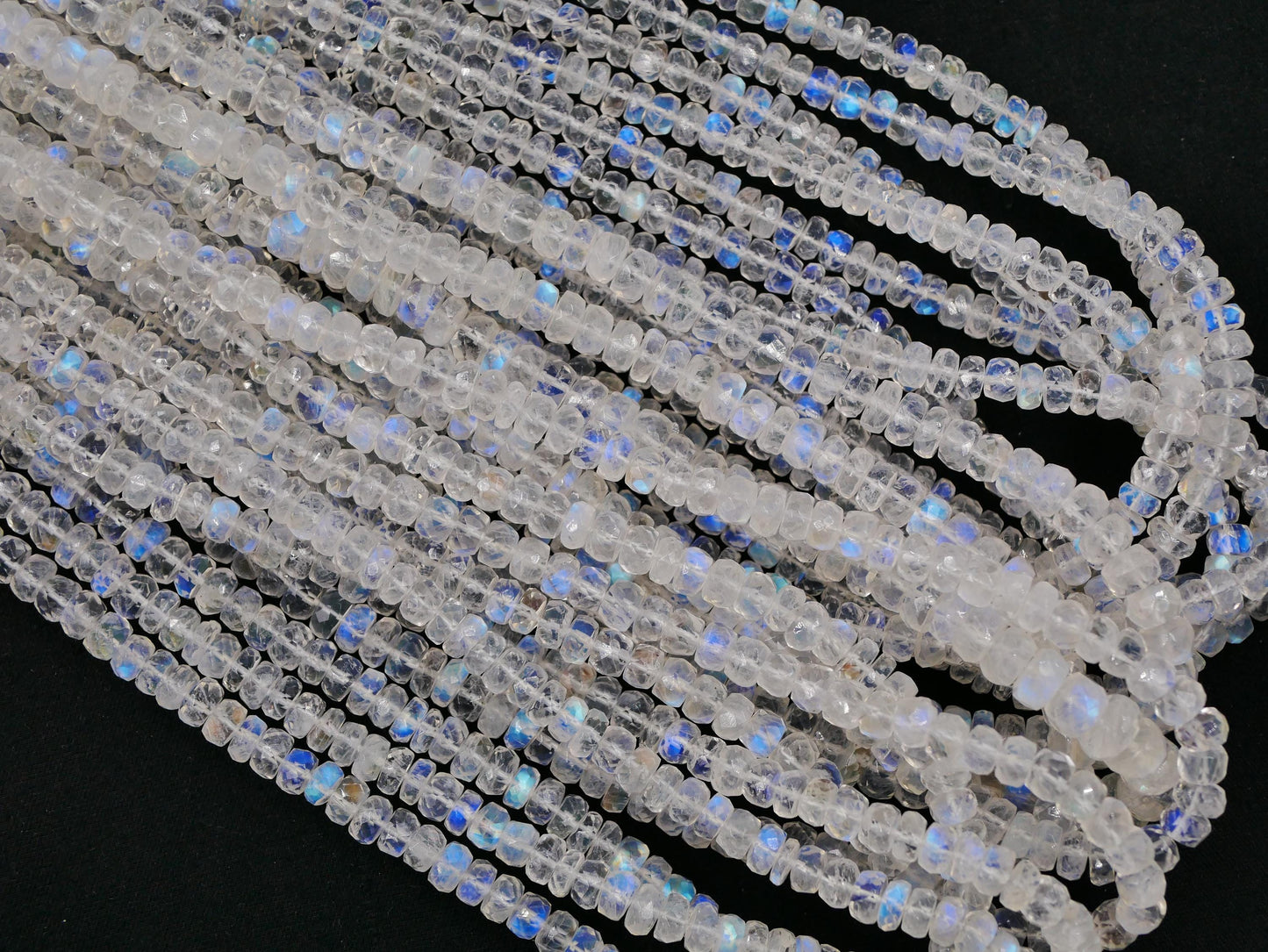 AAA Quality Natural White Rainbow Blue Flashy Roundel Beads White rainbow Faceted Rondelle Shape Beads Briolette Jewelry Making Beads 16inch