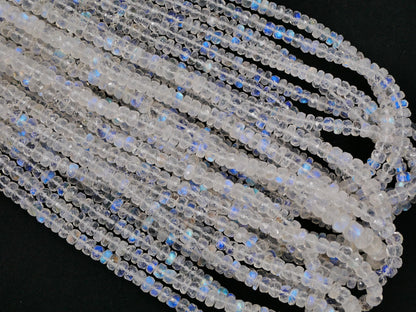 AAA Quality Natural White Rainbow Blue Flashy Roundel Beads White rainbow Faceted Rondelle Shape Beads Briolette Jewelry Making Beads 16inch