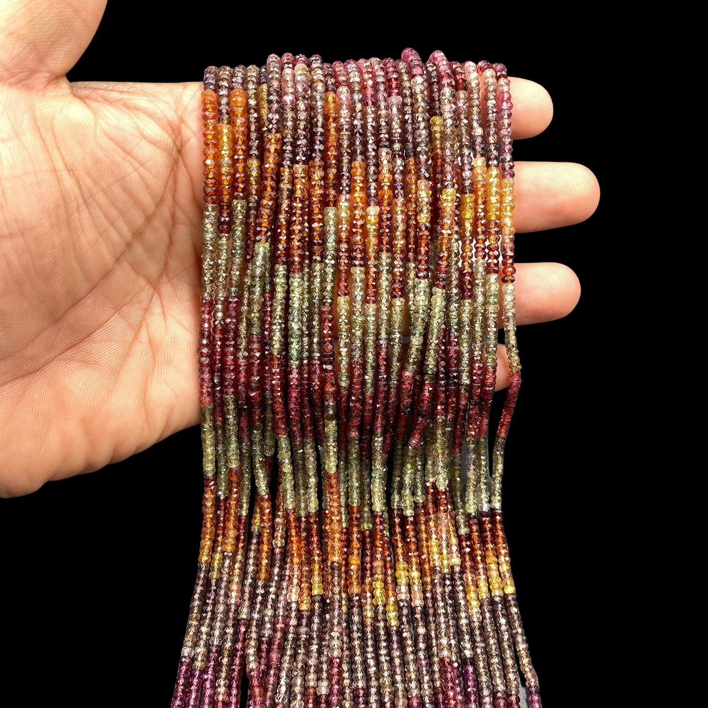 AAA+ Tundra Sapphire Faceted Rondelle Beads | 13 Inch Strand