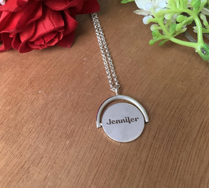 Personalized Spinning Initial Name Necklace - Dainty 925 Silver Gift