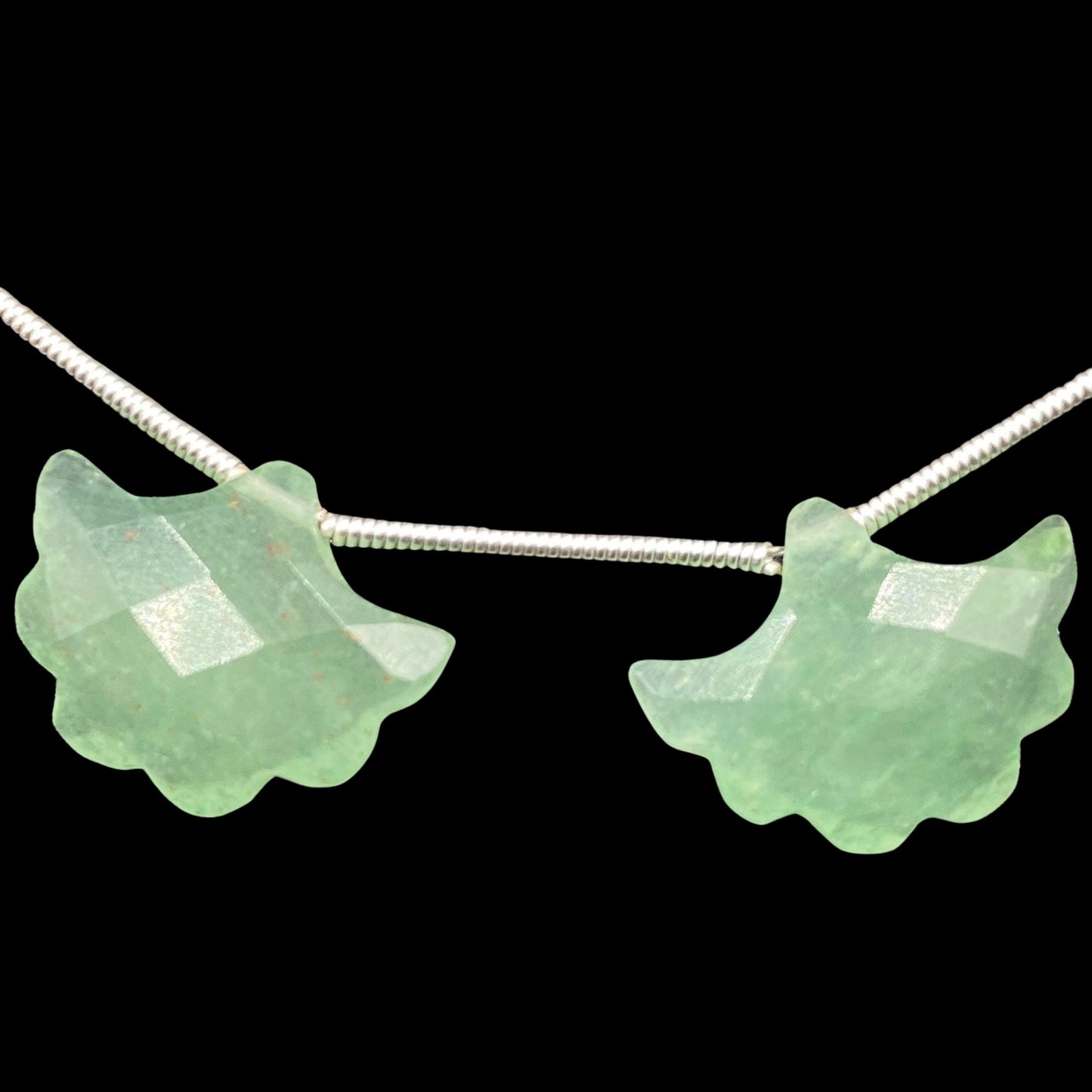 10 Pieces GREEN AVENTURINE Carved Tree Shape Natural Gemstone Briolette Side Drill Beads Line , Gemstone Carving Beads ,Genuine Beads