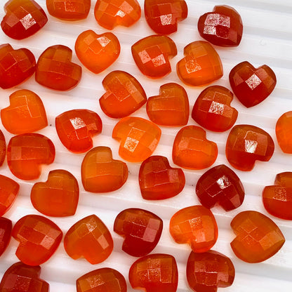 Natural Carnelian Faceted Carved Heart Shape Loose Gemstone Beads, Carved Heart Shape Gemstone Briolette, Gemstone Beads For Women Jewelry