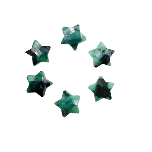 2 Pieces Natural Emerald Faceted Star Shape Gemstone, Size 10mm, Hand Carved Star Briolette, Loose Gemstone For Jewelry Making, SKU - BBI125