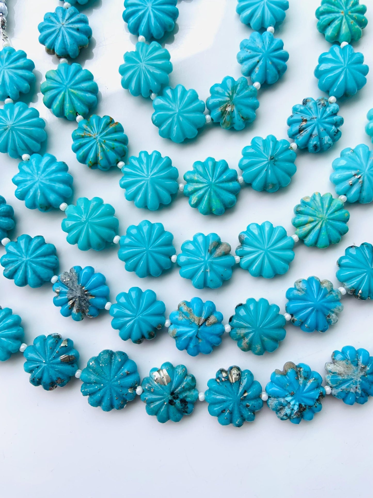 10 Pcs Arizona Turquoise Carved Flower Briolette Beads 14–15mm