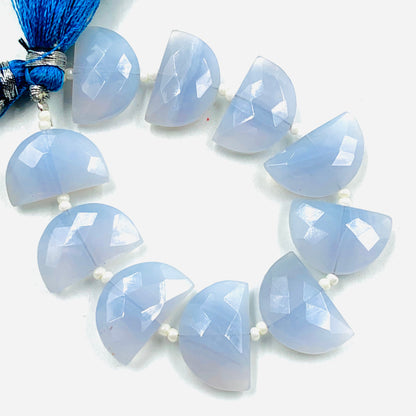 Natural Blue Lace Agate D-Shape Briolette Beads | 10x16mm Faceted Gemstones