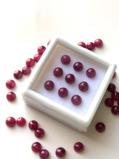 Natural Red Ruby Smooth Round Gemstone Cabochon, CALIBRATED Loose Stone Cab, Round Jewelry Making Cabochons Semi Precious Cabochon