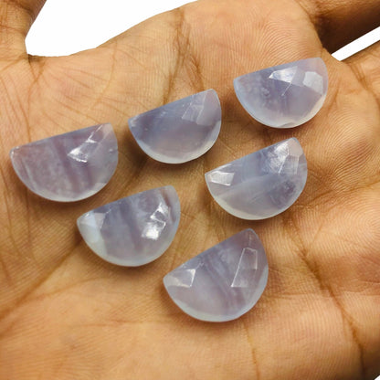2 Pieces Natural Blue Lace Faceted Semi Circle Shape Gemstone, Size 10x16mm, Half Moon Gemstone Briolette, Making Jewelry, SKU-BBI222