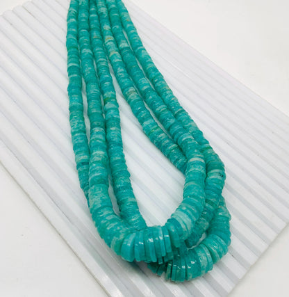 16" Strand Natural Amazonite Smooth Heishi Tyre Shape Gemstone Beads Amazonite Plain Beads Semi Precious Stone Jewelry Making Crafts