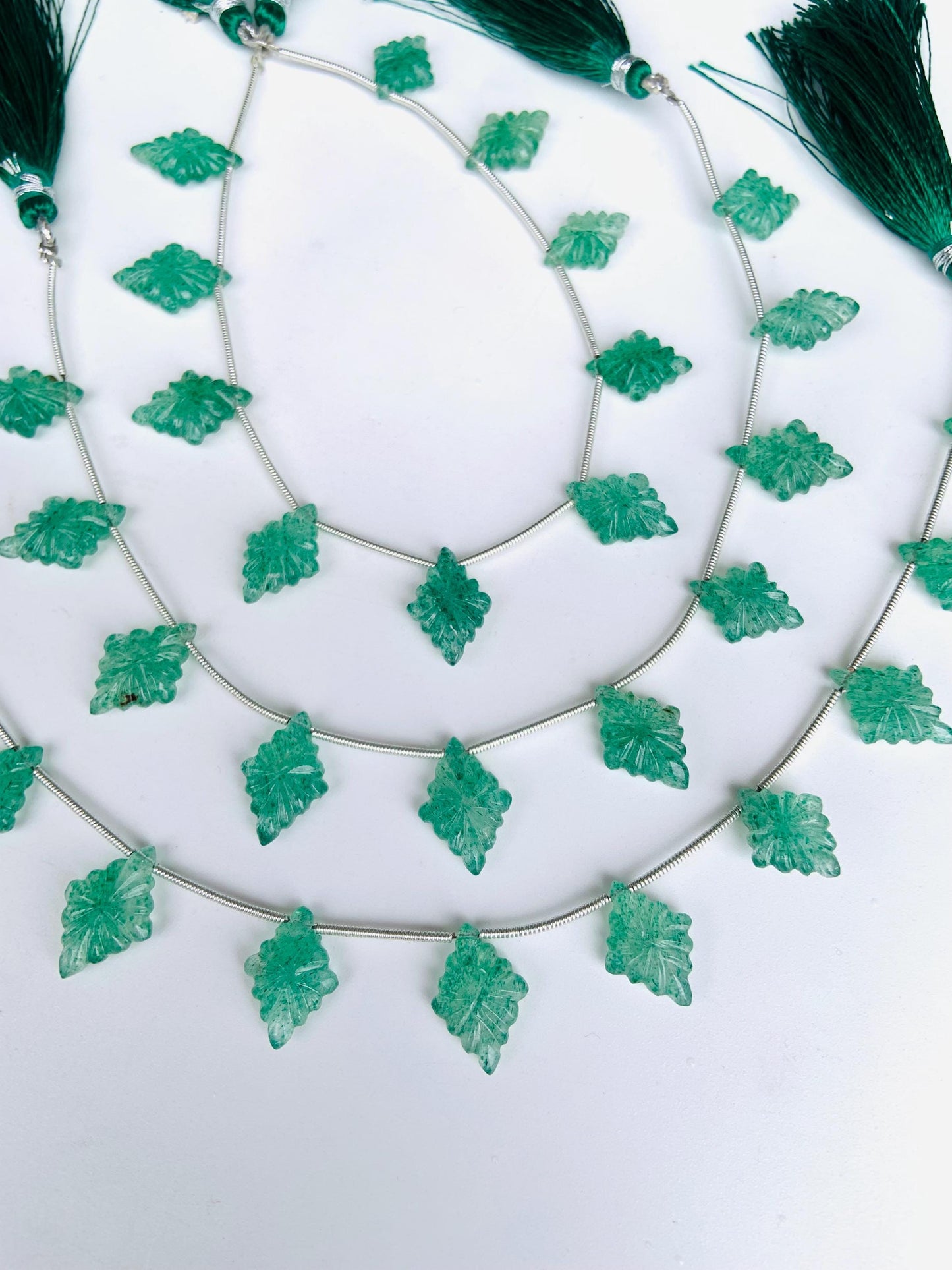10 Pcs Natural Green Strawberry Slot Carved Side drill gemstone Fancy shape Briolette lozenge beads for jewelry Size 11x15x4mm gift for her