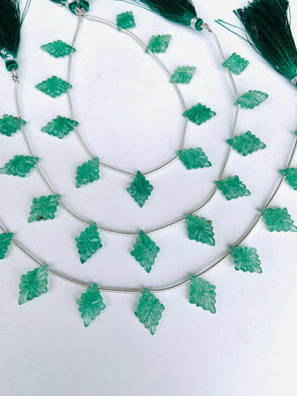 10 Pcs Natural Green Strawberry Slot Carved Side drill gemstone Fancy shape Briolette lozenge beads for jewelry Size 11x15x4mm gift for her