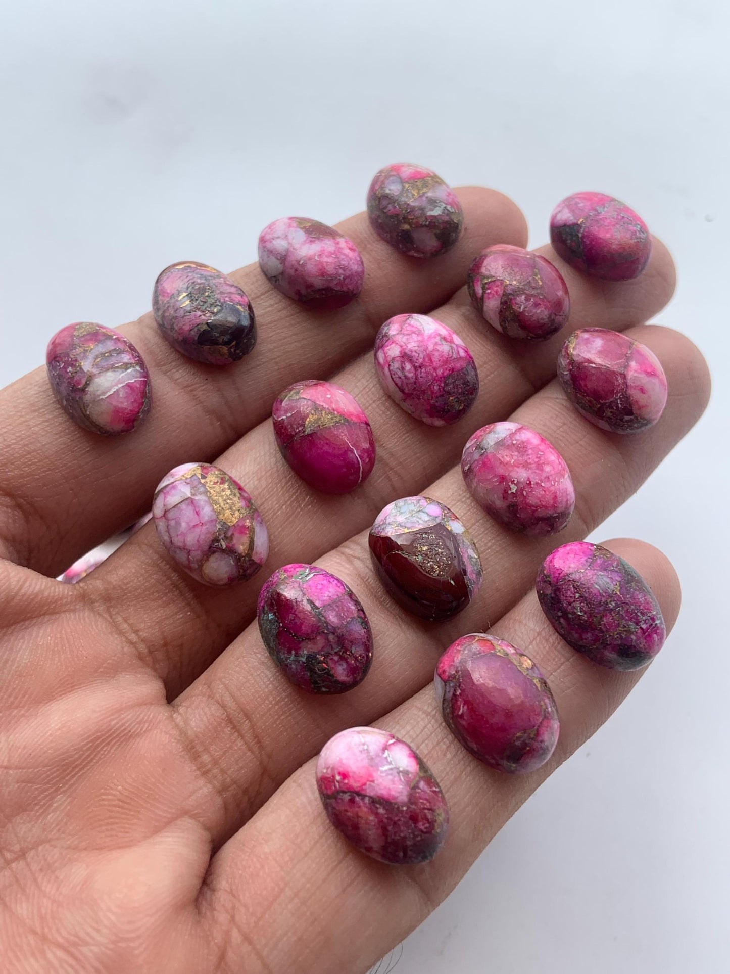 Natural Pink Copper turquoise Smooth Cabochon Gemstone Oval Shape Cabochon for jewelry making Semi Precious Cabochon for Rings Size 10x14mm