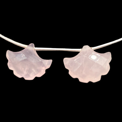 10 Pieces Rose Quartz Carved Tree Shape Natural Gemstone Briolette Side Drill Beads Line | Gemstone Carving Beads ,Genuine Rose Quartz Beads