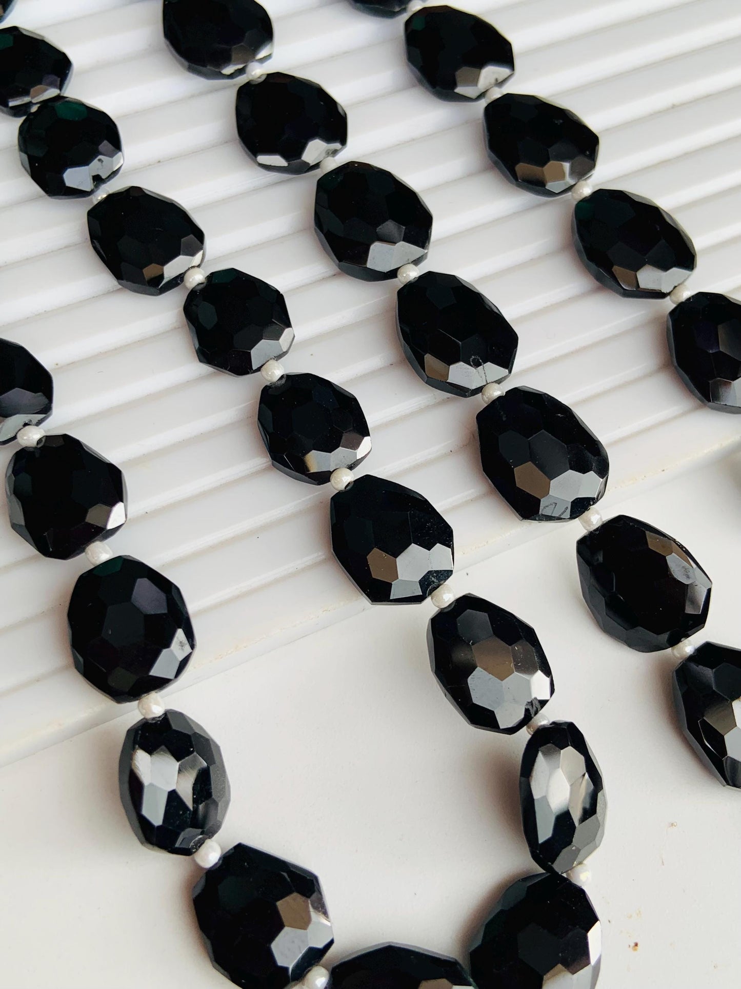 Natural Black Spinel Faceted Freeform Nugget Beads | Center Drill Gemstones