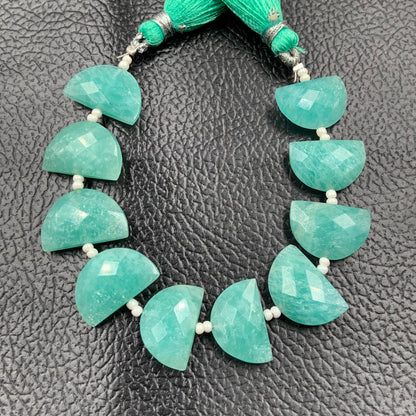 10 pcs Natural Amazonite straight drill D shape (half moon ) briolette faceted Amazonite Gemstone size 10X16mm handmade gemstone for jewelry